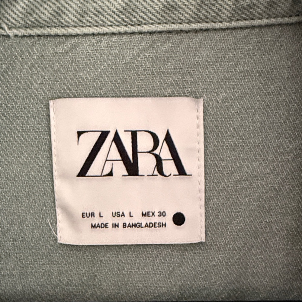 Zara Oversized Light Sage Green Denim Shacket - Picture 6 of 7